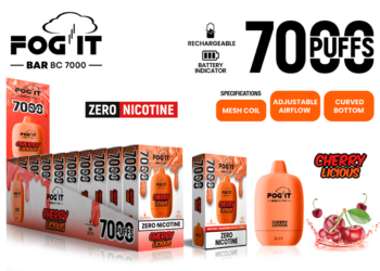 Fog It Bar Zero Nic Bc7000 Rechargeable Disposable 7000 Puffs 15ml – Cherry Licious